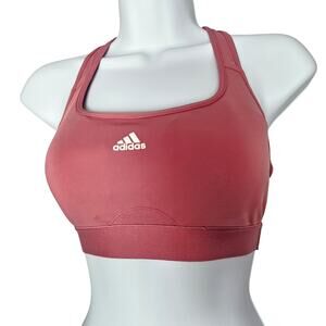 Adidas Sports Bra Pink Mauve Racerback Medium Support Logo Activewear M